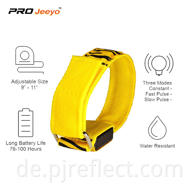 Reflective Led Light Yellow Webbing Armband Wb Mbw003